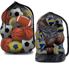 Extra Large Ball Bag,2 Pack Mesh Soccer Ball Bag,Heavy Duty Drawstring Bags for Coaches，Adjustable Shoulder Strap Sports Bag for Holding Basketball，Volleyball，Swimming Gear,Football(30” x 40”)