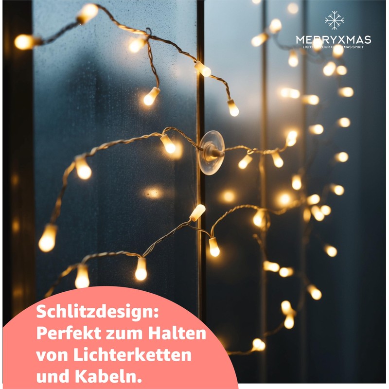 MERRYXMAS 20 x Suction Cup for Fairy Lights with Slot