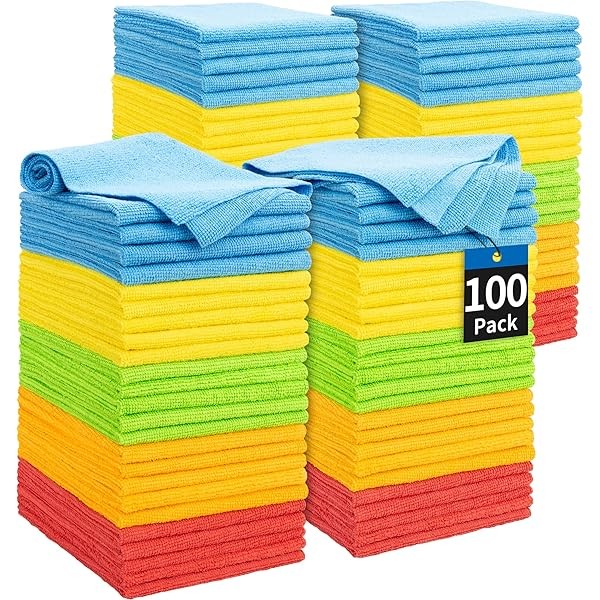 HOMERHYME Microfiber Cleaning Cloths, 100 Pack Cleaning Rags Microfiber Towels
