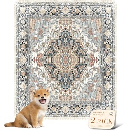 nunubaby Washable Pee Pads for Dogs, Stylish, Non-Slip and Leak-Proof Pee Pads. Reusable Potty Pads for Dogs for Crates and Floors.(Beige/Multi, 31" x36" )