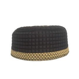 IMAHAM: HANDCRAFTED FLOWER Unisex Kufi Muslim Men Prayer Cap Ramadaan Caps Eid Handmade Kufis Namaz (Black) Hat Beanie (US, Alpha, X-Large, Black)