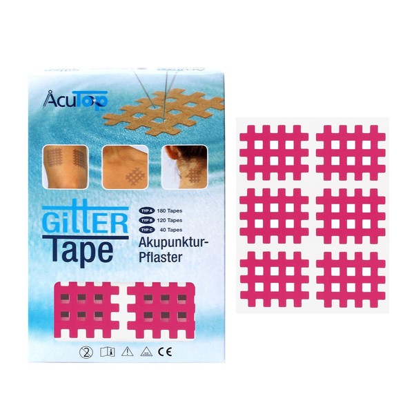 AcuTop Type B, Grid Tape, Pink, 120 Tapes, Acupuncture Plaster, Grid Plaster