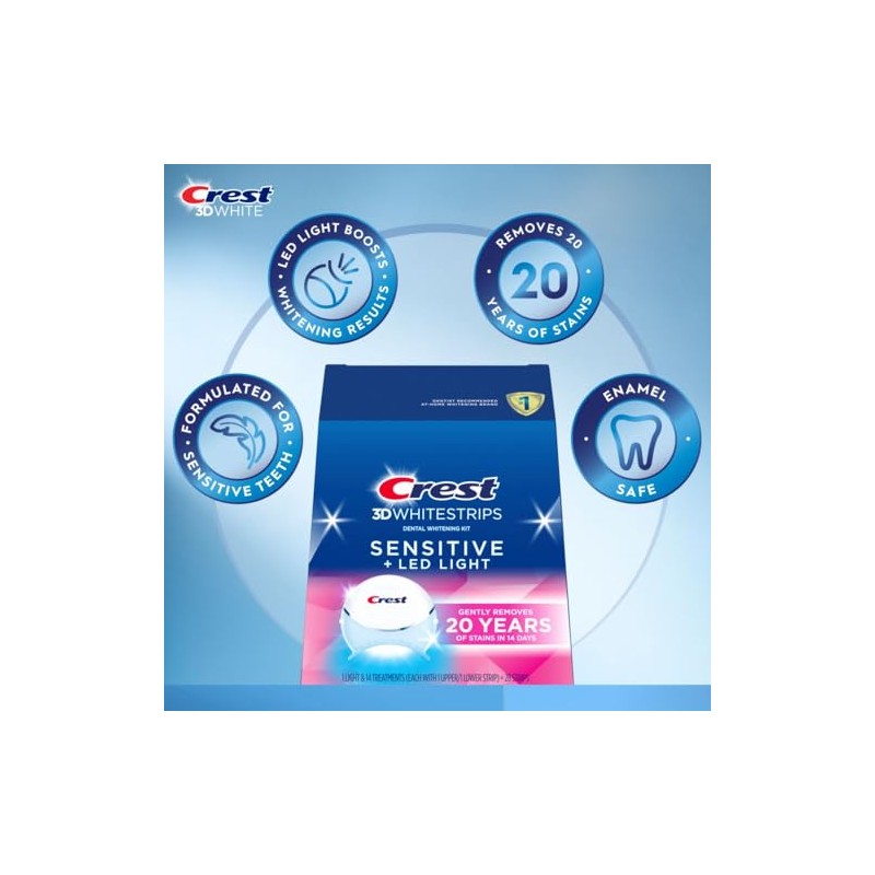 Crest Kit de blanqueamiento dental con luz LED 3DWhitestrips Sensitive