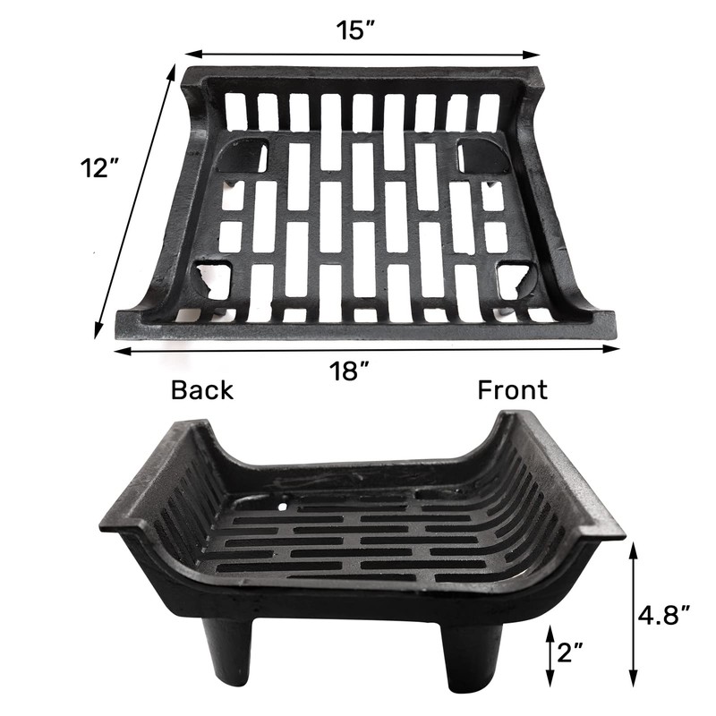 AGTEK Fireplace Grate 18 inch Cast Iron Fire Place Grates