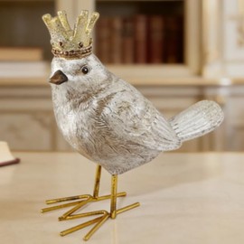 Estatuilla de pájaro decoración de pájaros, figura de pájaro de resina, decoración del hogar, vintage y moderna, decoración de pájaro coronado, estatua de pájaro y regalos