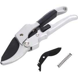 LINZI Secateurs, Professional Ratchet Anvil Pruning Shears 200mm with Extra Blade and Spring, SK-5 Steel Blades 18mm Cutting Capacity, Garden Manual Pruners Scissors for Branches and Twigs 651109