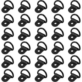Greluma Pack of 30 Small Steel D-Ring Lashing Straps D-Rings Anchor Lashing Ring for Loads on Suitcase, Truck and Cargo Trailers, Motorhomes and Boats, Black