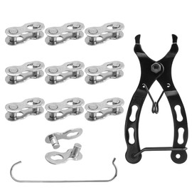 Evponk 10 Pairs 10 Speed Silver Bicycle Chain Magic Links Durable Bike Chain Connectors Carbon Steel Bike Link Plier with Hook for Smooth Riding