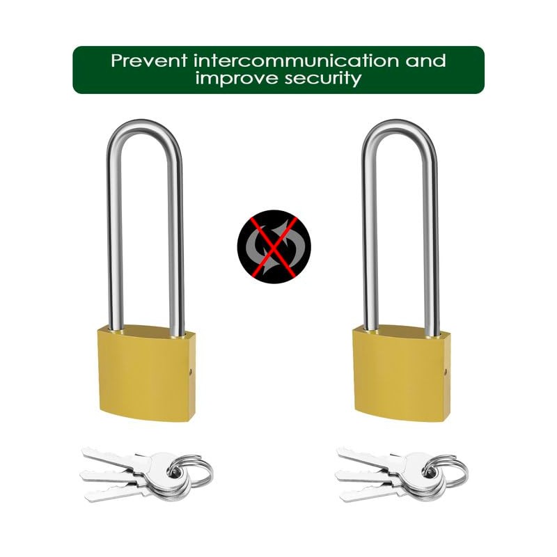 Mesybveo Pack of 2 Padlocks, 32 mm Padlock, Long Shackle