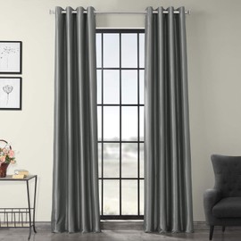 HPD Half Price Drapes PTCH-BO112-120-GR Grommet Blackout Faux Silk Taffeta Curtain (1 Panel), 50 X 120, Platinum