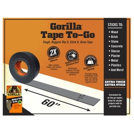 Gorilla 6100101-12 Duct Tape to-Go, 1" x 10 yd, Black, (Pack of 12), 12-Pack, 10 Count