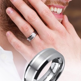 BESTTOHAVE Mens Tungsten Carbide Wedding Engagement Scratch Resistant 8mm Band Ring Size V