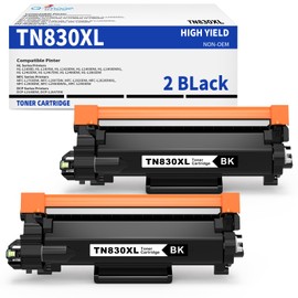 TN830XL Black Toner Cartridges Compatible for Brother TN-830XL TN 830 Toner Cartridges Work for Brother HL-L2460DW DCP-L2640DW HL-L2405W HL-L2420DW HL-L2465DW MFC-L2820DW Printer | Black - 2 Pack