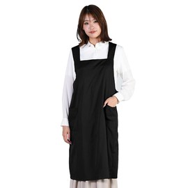 sezu Women's Apron, Black, Back Cross Apron, Large Size, Stylish, Nursery, Cute, Cafe Apron, Adult, Solid, Work Apron, Lightweight, Just Put On, Nursery Apron, Mother's Day, Black