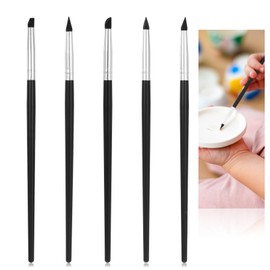 5 Pcs Silicone Clay Tools Silicone Paint Brush Professional Silicones Rubber Tip Paints Pens Brushes Color Shapers Brushes 20cm for Sculpting Pottery Handicraft Nail Art Artwork