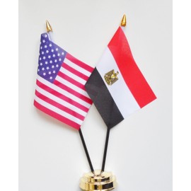 United States of America & Egypt Friendship Table Flag Display 25cm (10")