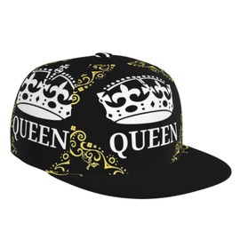 Fashion King and Queen Flat Bill Baseball Cap Snapback Hats for Men Women Adjustable Couples Baseball Hat