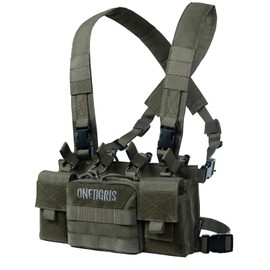 OneTigris Chest Rig, Tactical Vest Adjustable Molle Tactical Airsoft Vest Waterproof for CS Games, Military Fans and Airsoft Hunting Games
