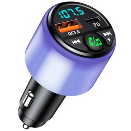 Mohard Bluetooth Adapter Car, [PD 30W & QC3.0 18W] FM Transmitter Car Bluetooth 5.3, [All-Round Radiant Shine] Hands-Free Kit for Car Bluetooth, Dual Port Quick Charger, Hi-Fi Music