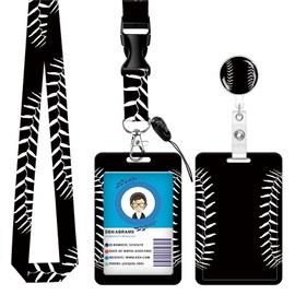 OZVE ID Badge Holder with Breakaway Lanyard, Retractable Badge Reel,Lanyards for Id Badges，Work Name Tag Breakaway Lanyard ID Card Protector Case for Teacher Nurse Work Office(Baseball lace)