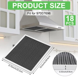 Hortsun 18 Pack Range Hood Filter 8.75 x 10.5 Inch Replacement Grease Filter Aluminum Charcoal Combo Compatible with 97007696 W10355450