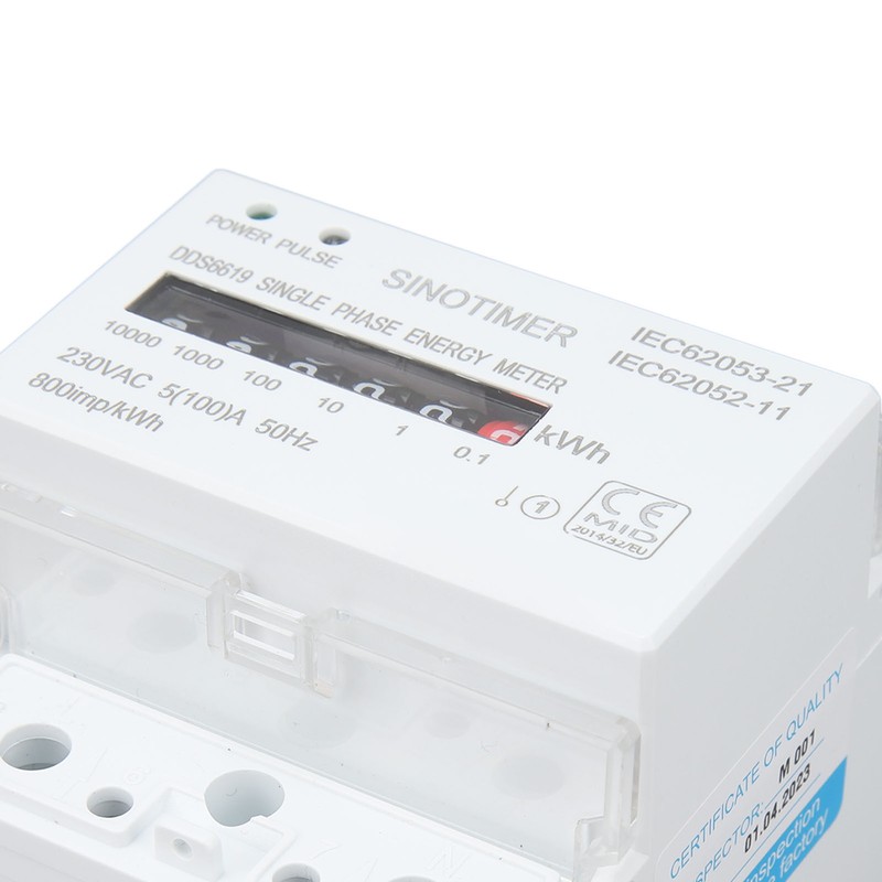 Electricity Watt Hour Meter Dual Color LED Indicator Rail Mount