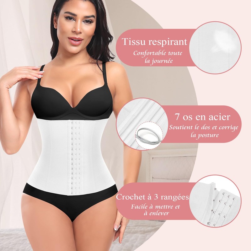 Women Slimming Belt Flat Belly Invisible Slimming Belt, White, 32