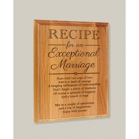 ThisWear Wedding Gifts Ideas Recipe for an Exceptional Marriage Wedding Plaques Wedding Gifts for Bride and Groom 7x9 Oak Wood Engraved Plaque Wood