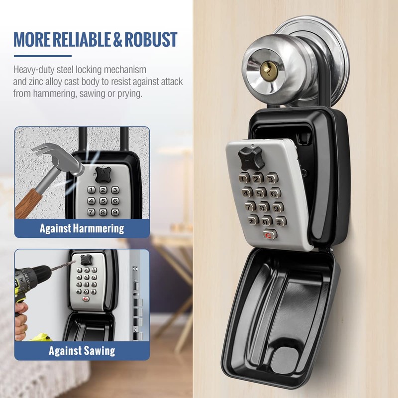 HUANLANG Key Lock Box for Outside, 12-Digit Combination Lock Box