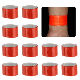 PATIKIL 22cm Reflective Bands, 12pcs Reflective Arm Bands Straps Wrist Reflective Running Gear Safety Reflective Straps Bracelets High Visibility for Night Walking Bicycle, Red