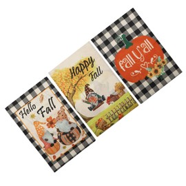 KONTONTY 3pcs Double-Sided Pumpkin Garden Flags for Fall Seasonal Outdoor Banners for Thanksgiving Farmhouse Style Decoration for Courtyards and Patios