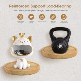 ChefyUper Wooden Wall Shelves Round Floating Wall Shelves 3 Pieces Modern Design for Kitchen Wall Bathroom Living Room (Diameter 15 cm)