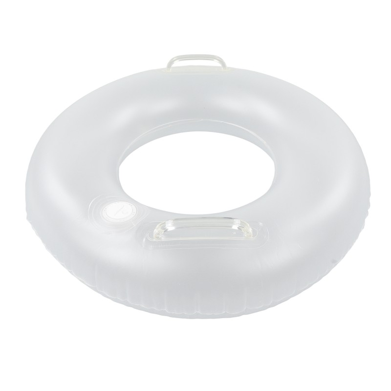 LED Inflatable Swim Ring with 2 Handles Transparent Swimming Floating