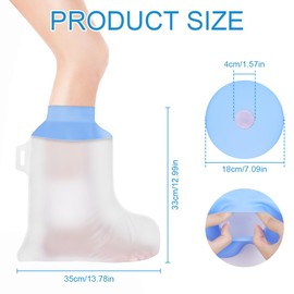 ANOMM Waterproof Foot Cast Cover for Shower, Reusable Adult Foot Cover, Soft & Comfortable Cast Protectors for Ankle, Toe, Watertight Seal Cast Bag for Bandages, Dressings, Wound Care Supplies