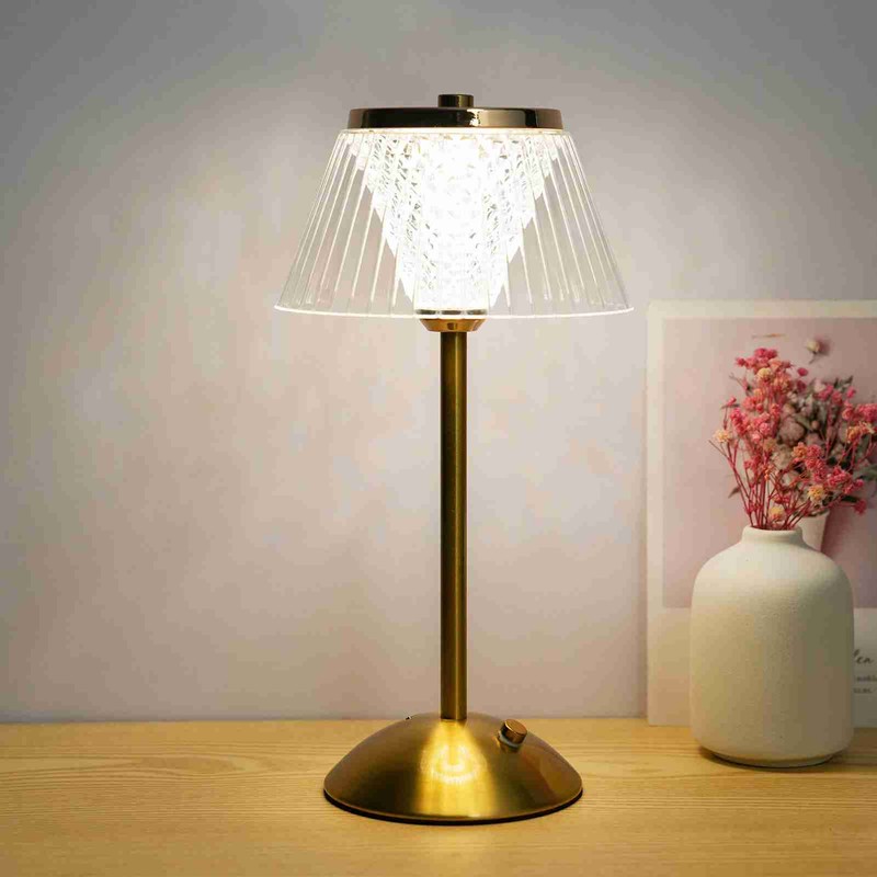 LED Crystal Table Lamp Bedroom Study Room Rechargeable Night Lamp