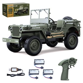 Hylukon Remote Control Car, 2.4Ghz 4WD Off Road RC Jeep Rock Crawler Vehicle with Linked Lights, 1:10 Scales All Terrain Remote Control Trucks RTR Hobby RC Car for Kids Adults