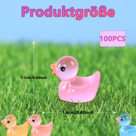 Mini Ducks Pack of 100, 10 Colours, Mini Luminous Duck, Mini Ducks Resin, Small Ducks for Aquarium, Dollhouse, DIY Deliveries, Pot Decoration and Miniature Landscape Gardens (Luminous Style)