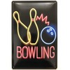 Tin Sign 20 x 30 cm Curved Bowling Pins Neon