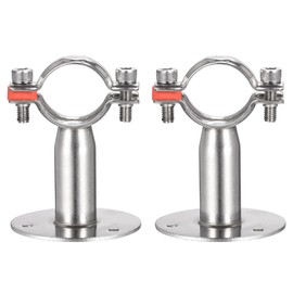 sourcing map Wall Mount Ceiling Mount Pipe Support, 304 Stainless Steel Adjustable Pipe Strap Clamp for 38-40mm Pipe 2pcs