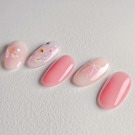 Fleur Handmade Nail Tips Fresh Flower Nails - Coffin Long / 플레르 수제네일팁 생화네일 - 코핀롱