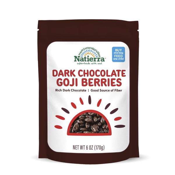 NATIERRA Dark Chocolate Covered Goji Berries | 6 Ounce (Pack of 1)