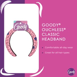 GOODY Kids Ouchless Classic Headband - 1 Count, Nostalgia Collection - For All Hair Types - Beautiful Design for Instant Style - Pain-Free Hair Accessories for Women, Men, Boys, and Girls