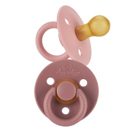 Itzy Ritzy Itzy Ritzy Natural Rubber Pacifiers, Set of 2 C Natural Rubber Newborn Pacifiers with Cherry-Shaped Nipple & Large Air Holes for Added Safety; Set of 2 in Blossom & Rosewood, Ages 6-18 Months