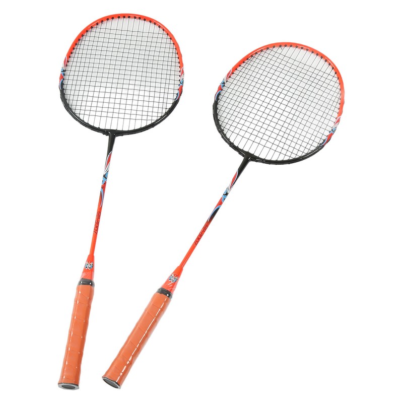 2 Player Badminton Racket Set Ferroalloy Integrated for Beginner Amateur