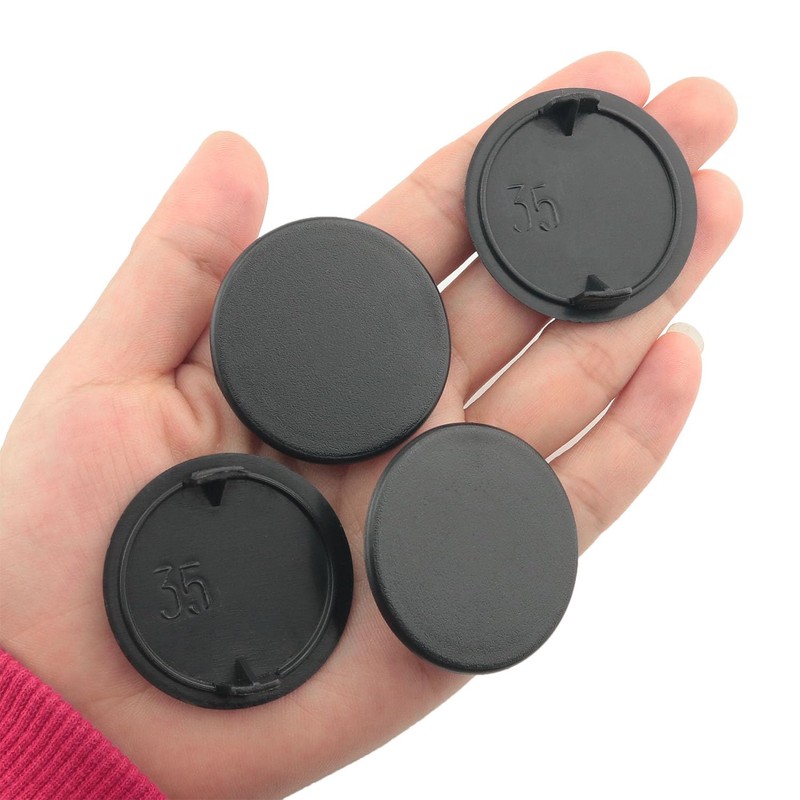 ITROLLE 20PCS 35mm Black Hinge Hole Cover Hinge Cover Cap