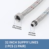 Homevacious 32-Inch Long Stainless Steel Supply Lines 3/8-Inch Female Compression