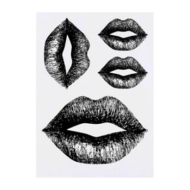 4 x 'Kiss Mark' Temporary Tattoos - Water Resistant, Skin-Safe, Non-Toxic Transfers, Mixed Sizes (TO00083642)
