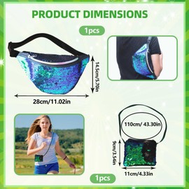 Women's Bum Bag Sequin Glitter Belt Bag Green - Stylish Belt Bag for Parties, Festivals and Everyday Use - Shimmering Glitter Look - Practical Size for Valuables - Perfect for