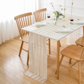 AOKSUNOVA Table Runner Chiffon Yellow Table Runner Beige Cream Tulle Table Runner 300 cm x 70 cm