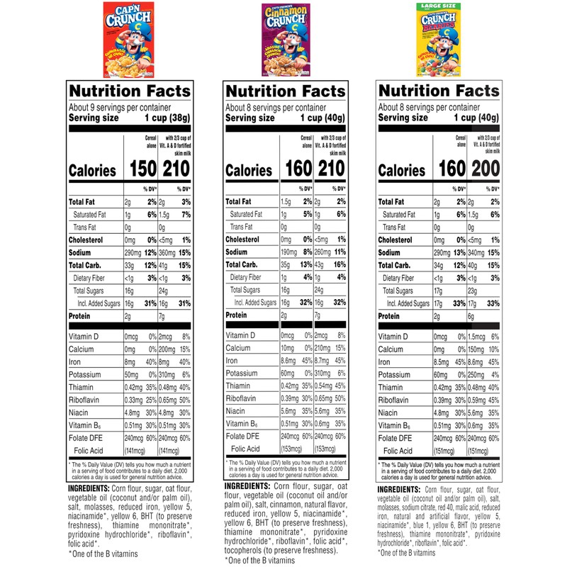 Cap'n Crunch Cereal, Cinnamon, Original & Crunch Berries Variety Pack